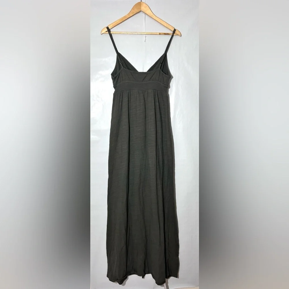 standard james perse maxi cotton casual summer olive green  dress empire waist - Picture 2 of 8